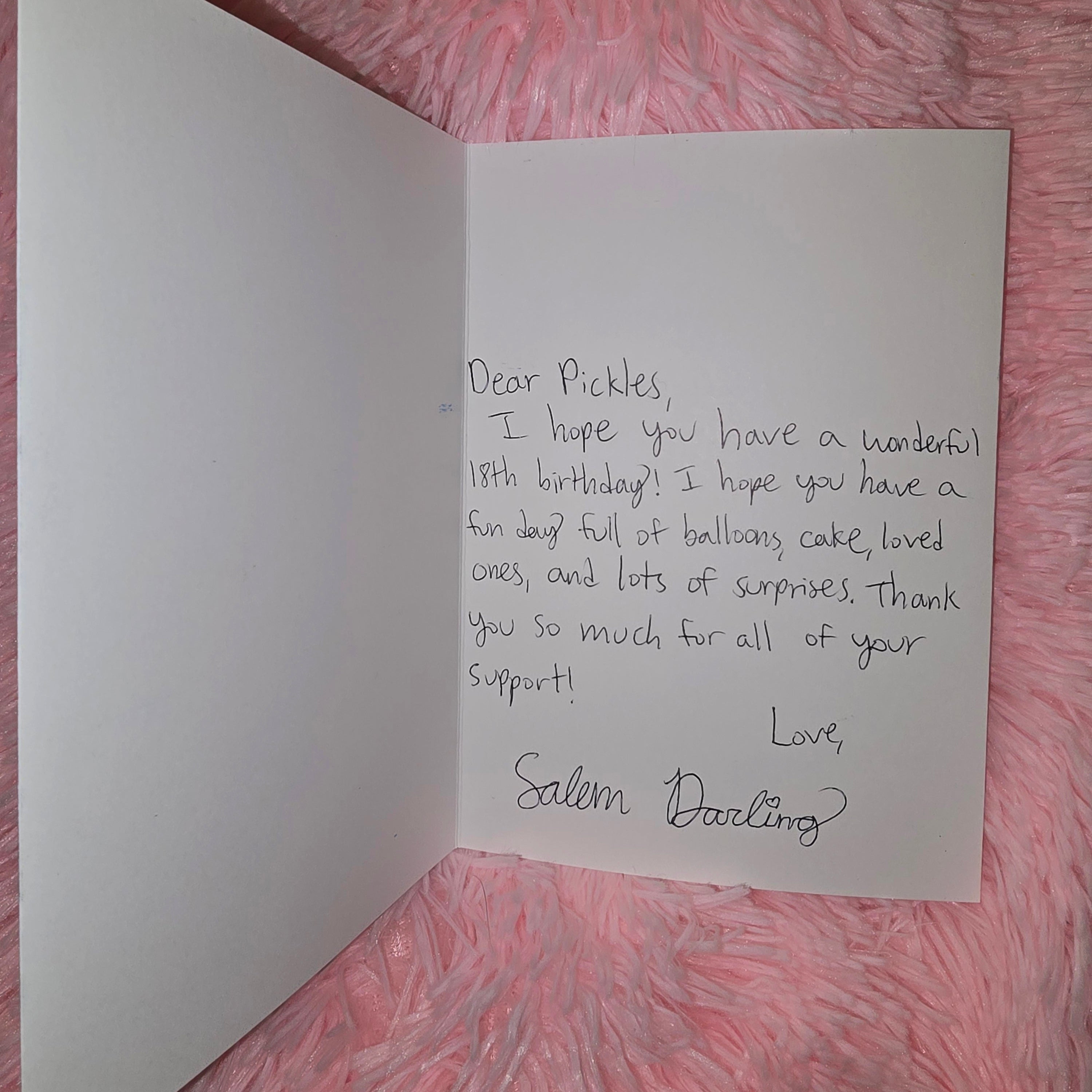 Personalized Handwritten Card from Salem Darling – Signed Message
