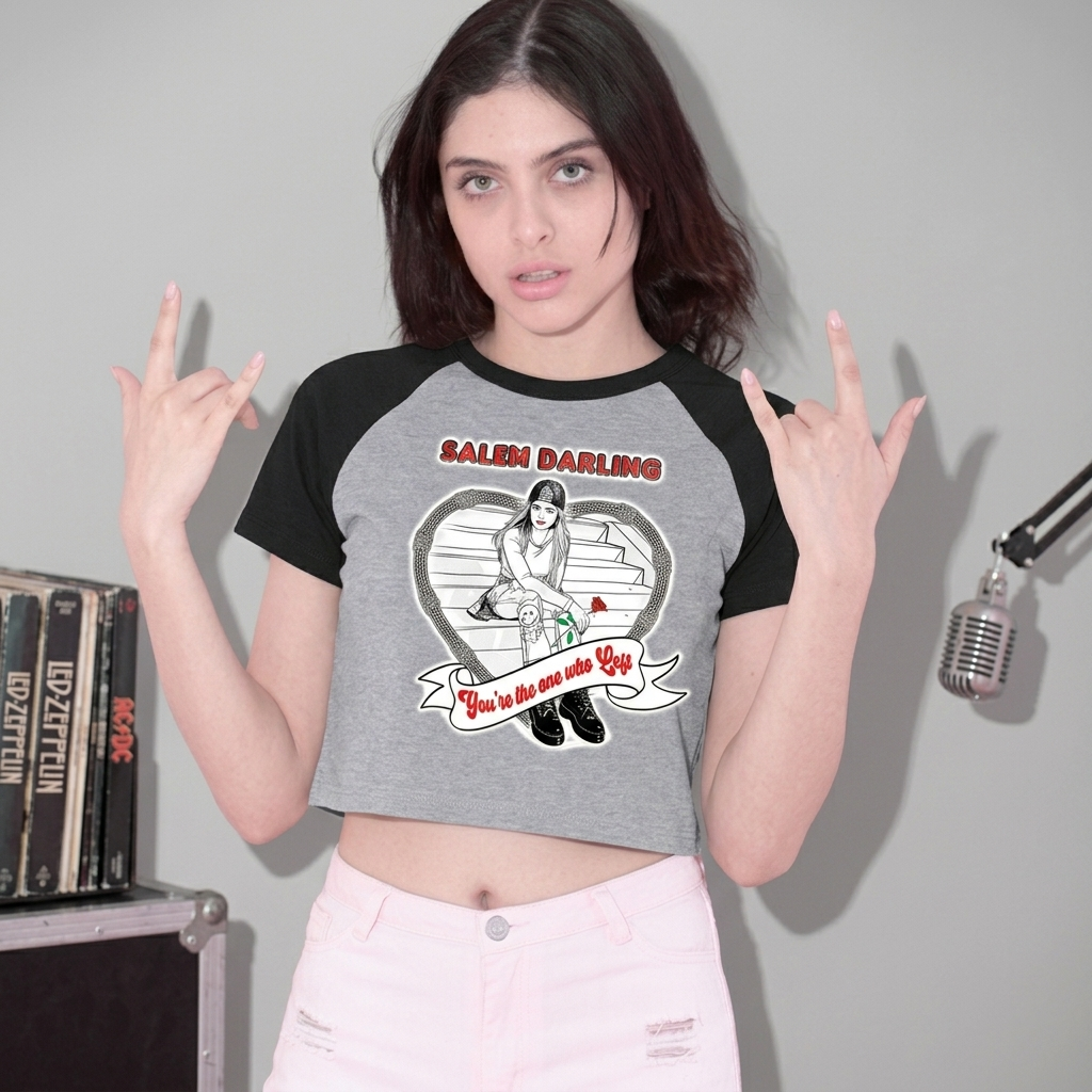 "you're the one who left" Women’s Raglan Baby Tee
